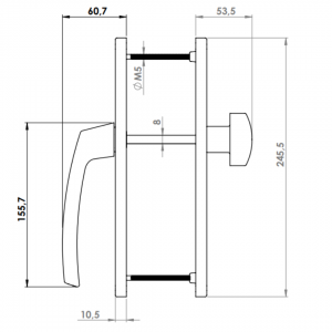 DOOR HANDLE AL JUMBO LARA 85 MM AXIS LONG&WIDE KNOB TYPE 8003