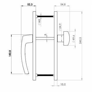 DOOR HANDLE AL JUMBO MILANO 85 MM AXIS LONG&WIDE KNOB TYPE 9005 MATTE