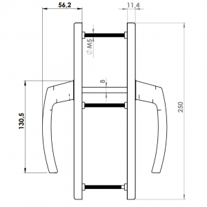 DOOR HANDLE AL MILANO 92 MM AXIS WITH ZAMAC BODY 9005 MATTE