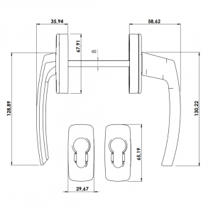 DOOR HANDLE AL MILANO FLAT LEVER WITH ROSETTE 7016