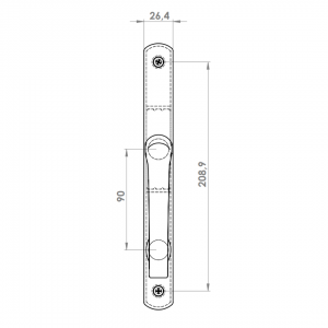 DOOR HANDLE AL MILANO WC TYPE LONG&NARROW 9005 MATTE