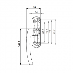 WINDOW HANDLE AL MILANO FACADE 7016