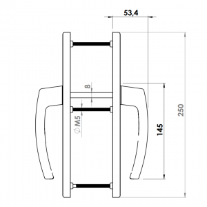 DOOR HANDLE AL JUMBO MILANO 92 MM AXIS WITH ZAMAC BODY CHAMPAHNE FINISH